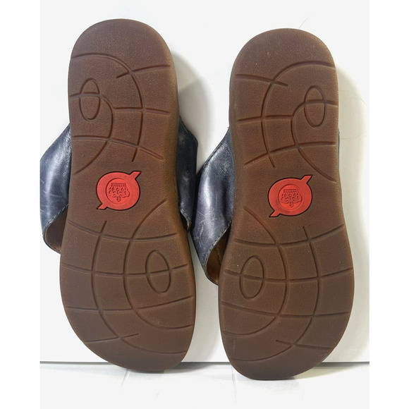 Born Gavin Leather Sandals Navy Brown Flip Flops Size 12M Casual Beach Vacation - Picture 7 of 8